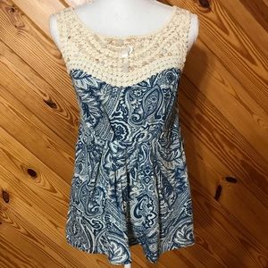 Anthropologie Deletta Blue Paisley Sleeveless Top
